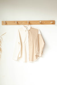 mode, color block me button down