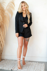 mode, satin blazer quest