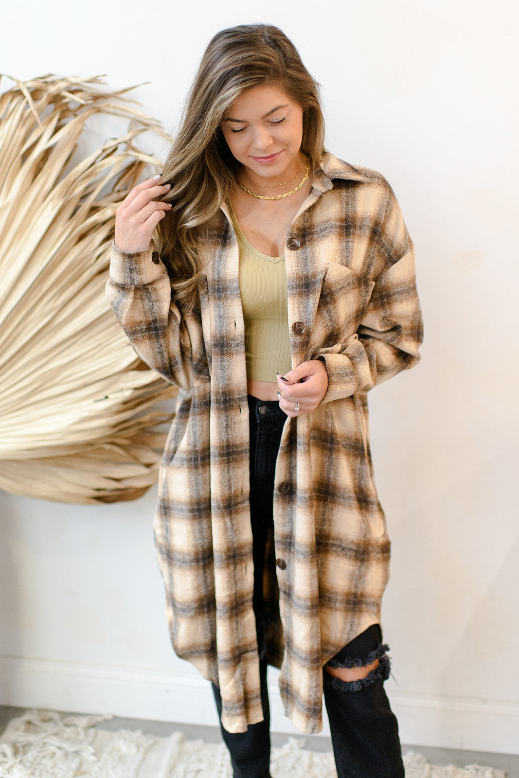 mode, plaid romance shacket