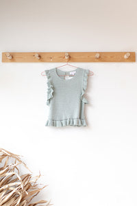 mode, crochet knit ruffle top