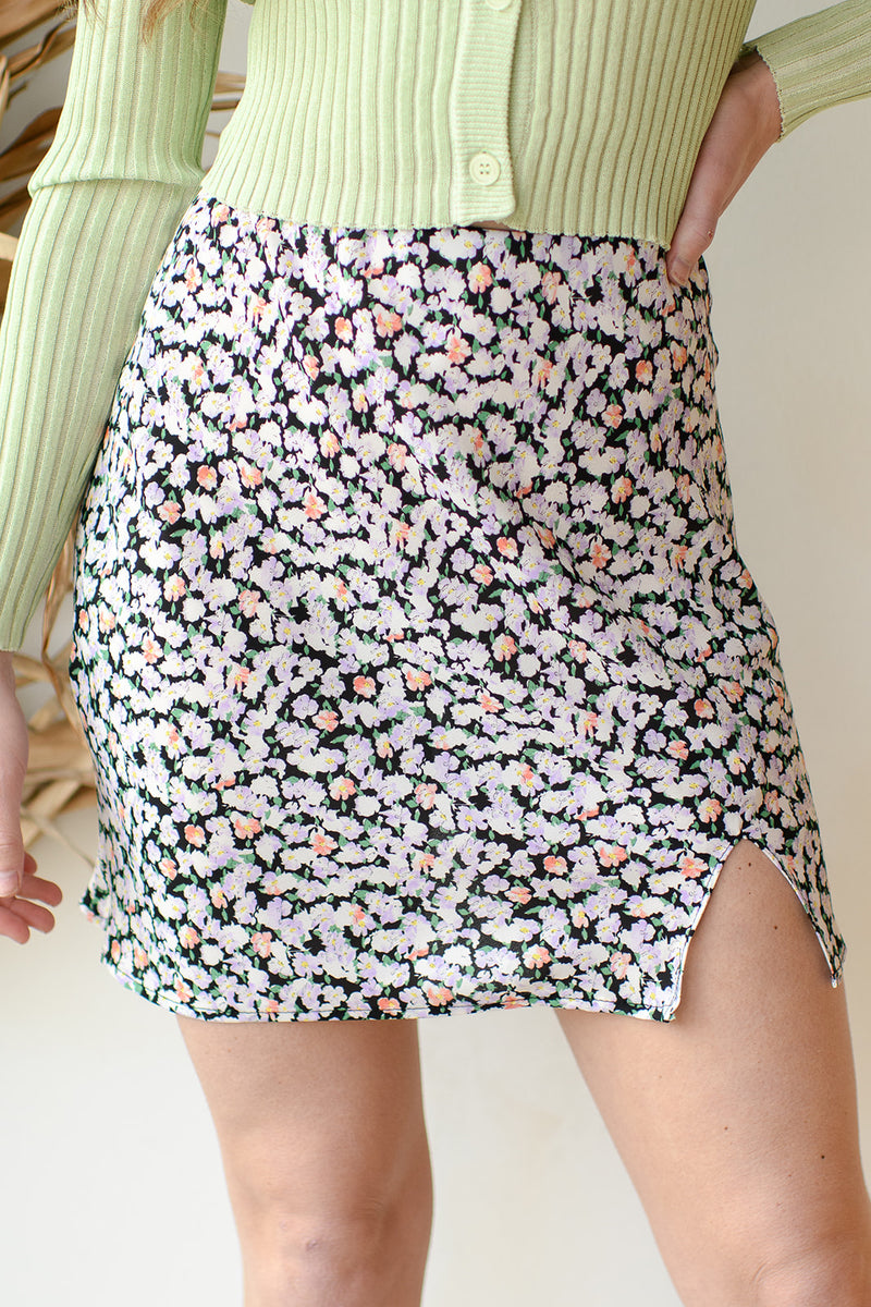floral slit skirt