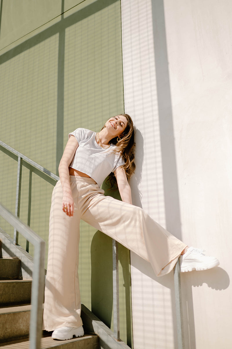 mode, wide leg sweat pants