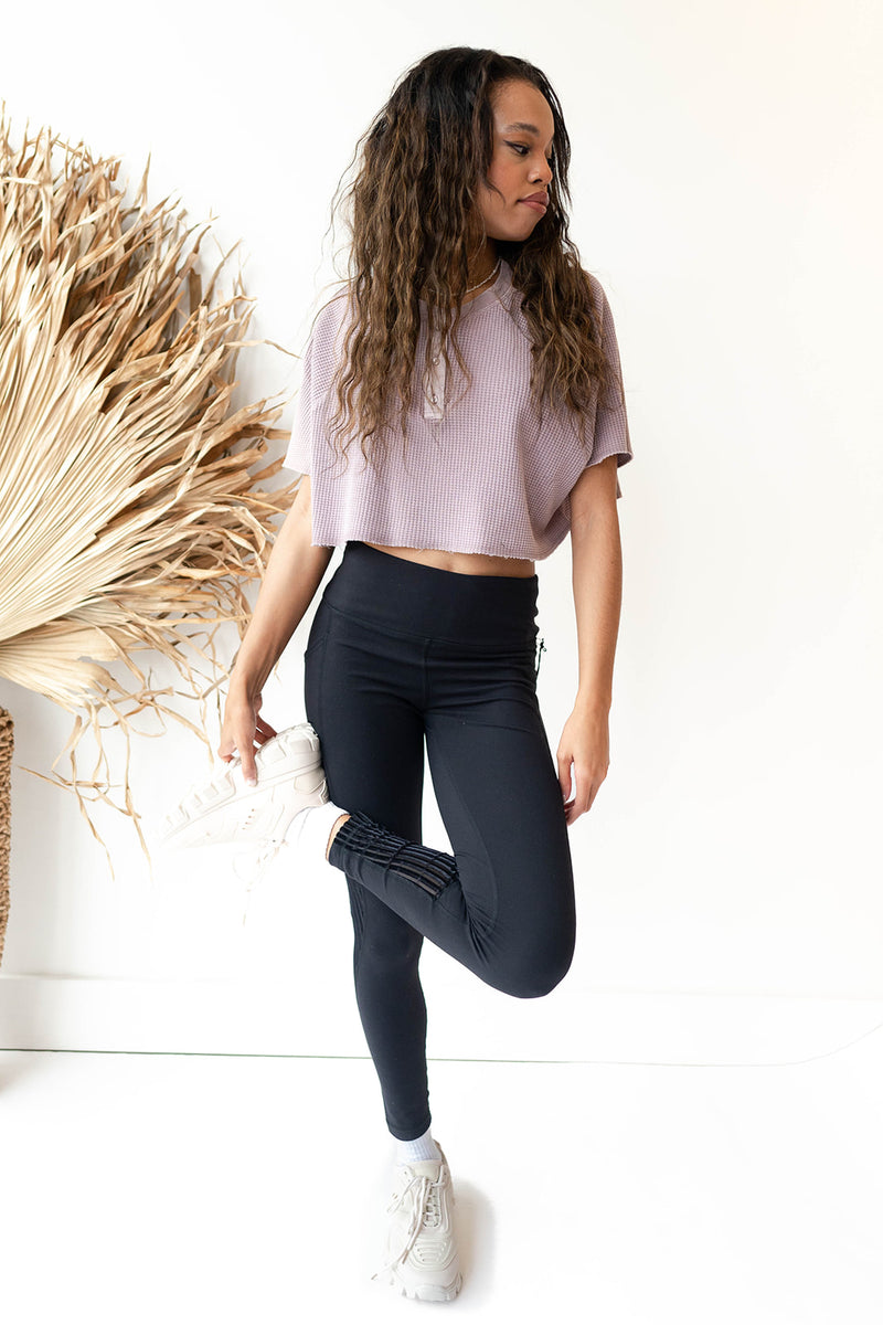 mode, waffled crop tee