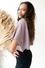 mode, waffled crop tee