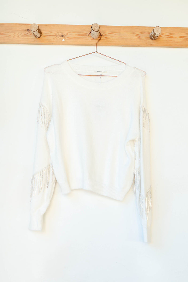 mode, iris tassel sweater