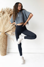 mode, waffled crop tee