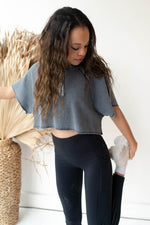 mode, waffled crop tee