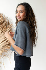 mode, waffled crop tee