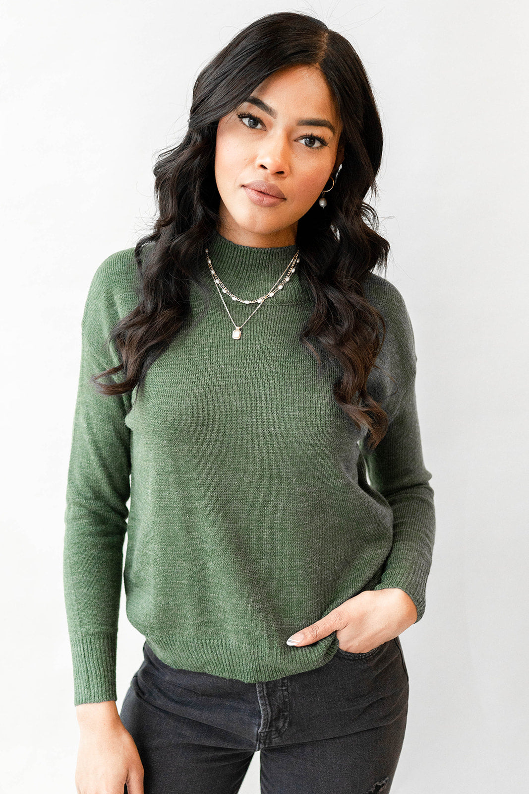 mode, miriam mock neck sweater
