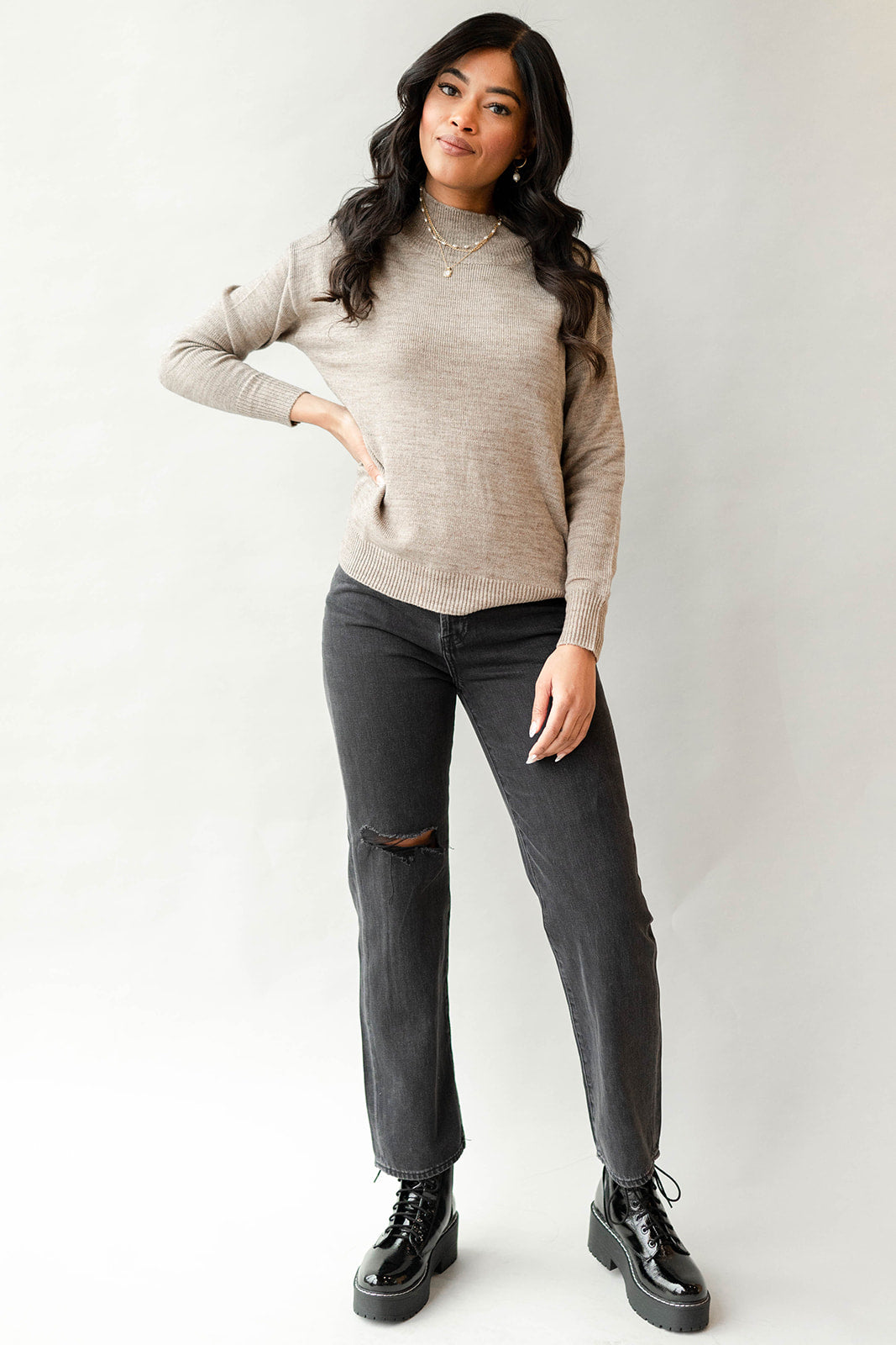 mode, miriam mock neck sweater