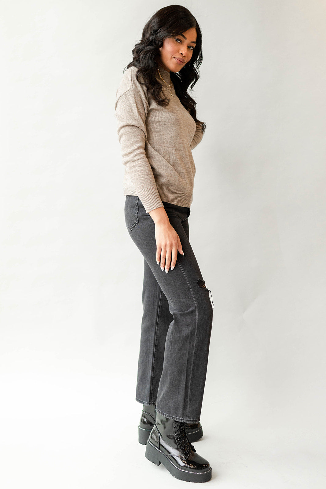 mode, miriam mock neck sweater