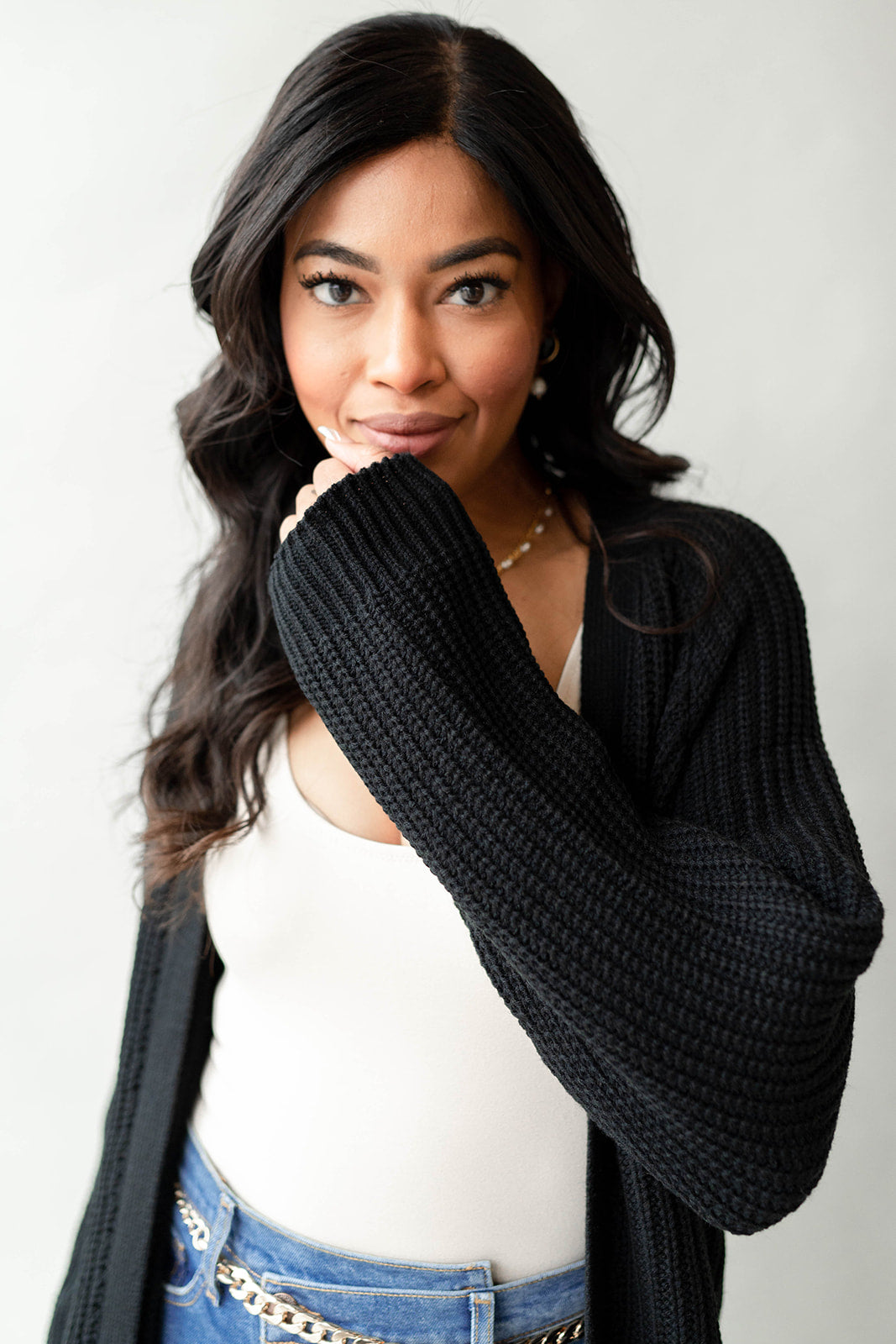 mode, leila knit cardigan