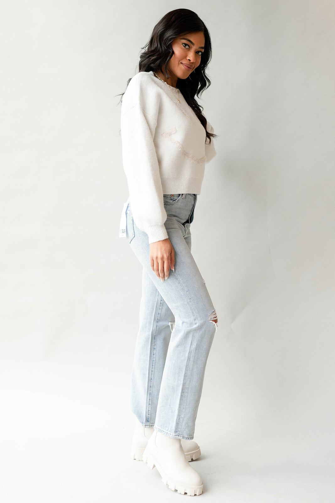 mode, smile please sweater