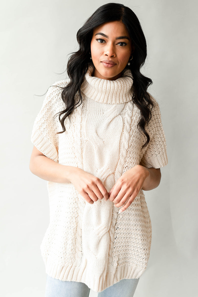 cable knit cape sweater