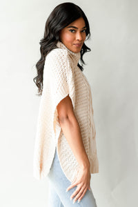 mode, cable knit cape sweater