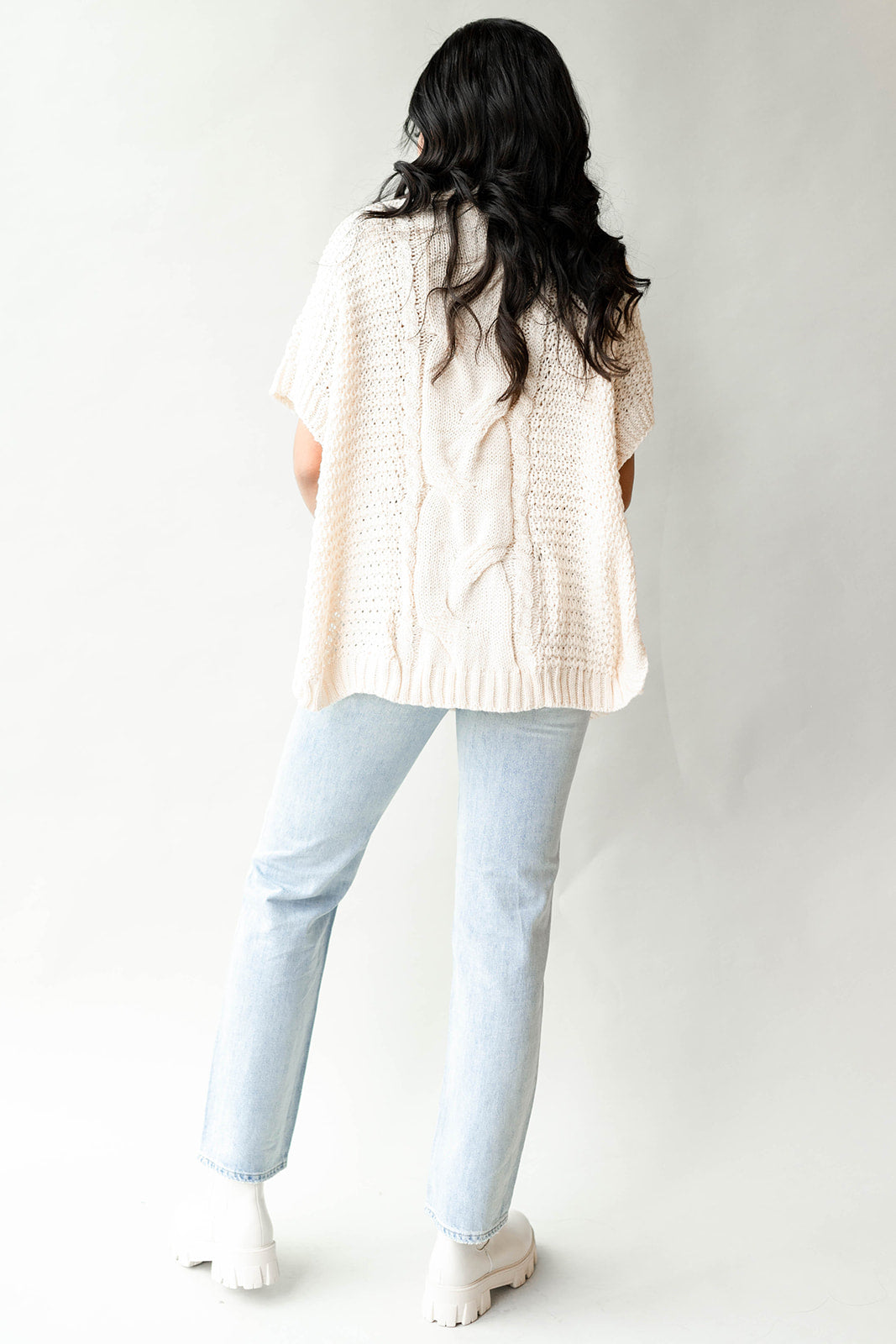 mode, cable knit cape sweater