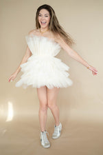 mode, tulle girl mini dress
