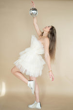 mode, tulle girl mini dress