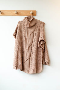 mode, cable knit cape sweater