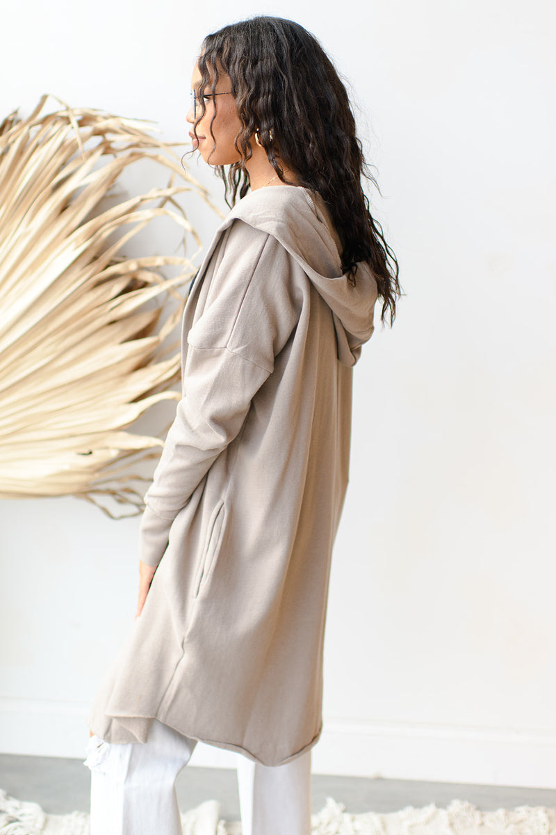 mode, longline hoodie cardigan