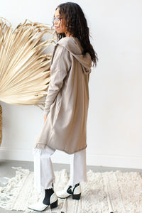 mode, longline hoodie cardigan