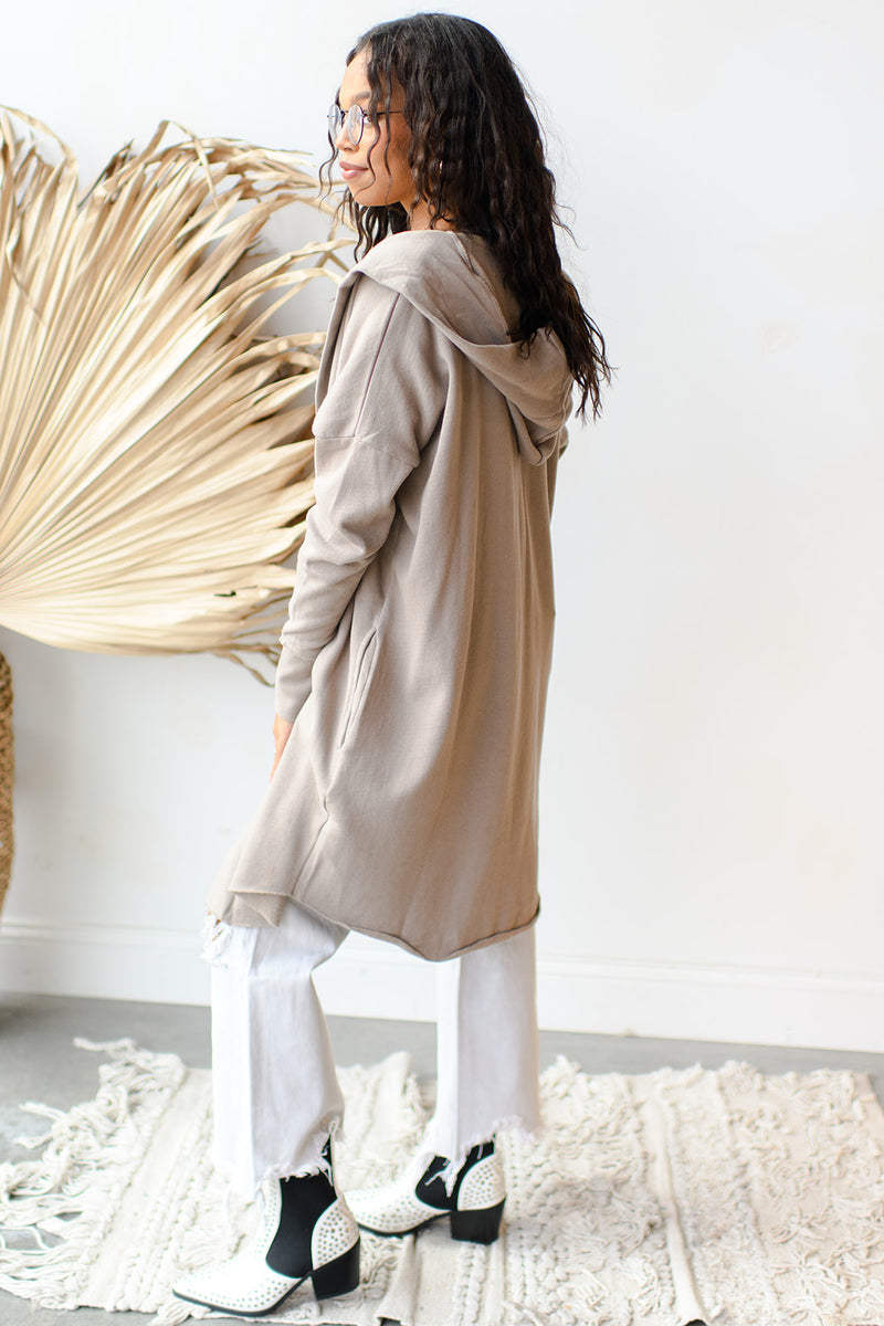 mode, longline hoodie cardigan