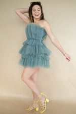 mode, tulle girl mini dress