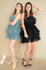 mode, tulle girl mini dress