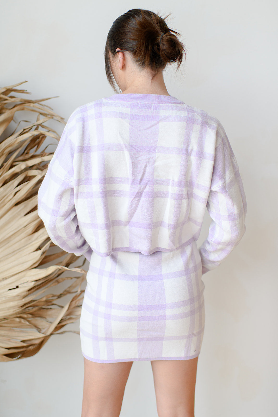 mode, plaid please crop sweater