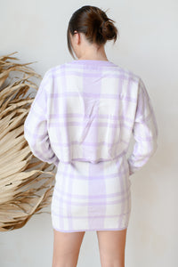 mode, plaid please crop sweater