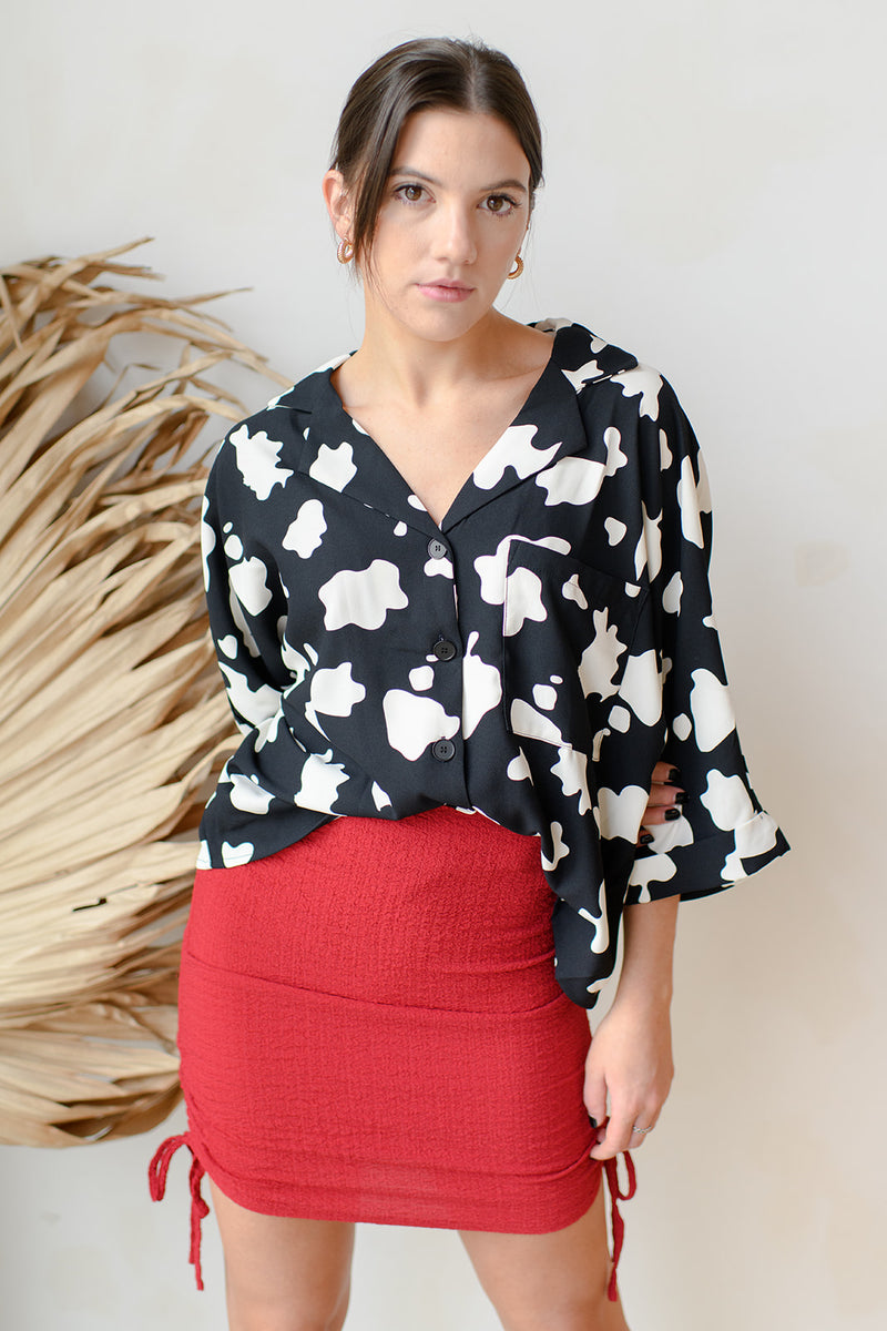 side ruching detail mini skirt