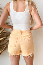 mode, lily destroyed denim shorts