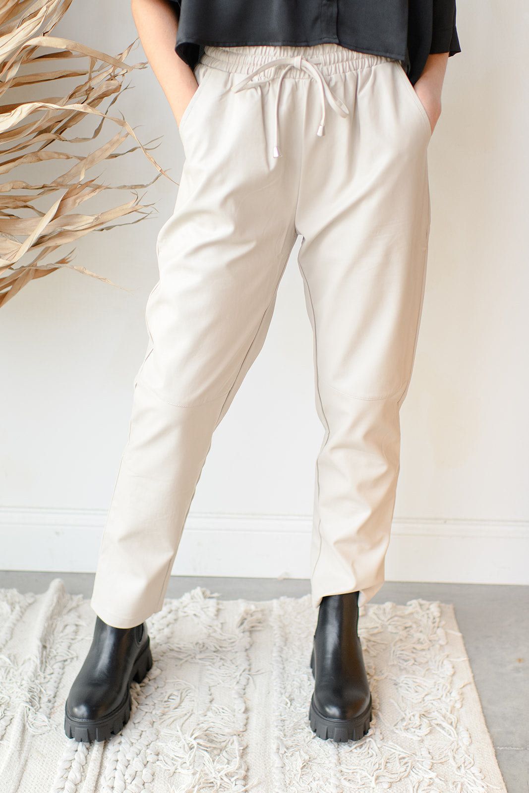 mode, mya faux leather pants