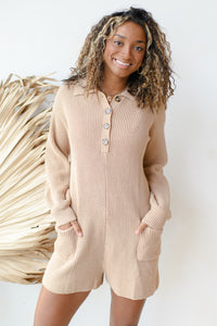 mode, long sleeve knit romper