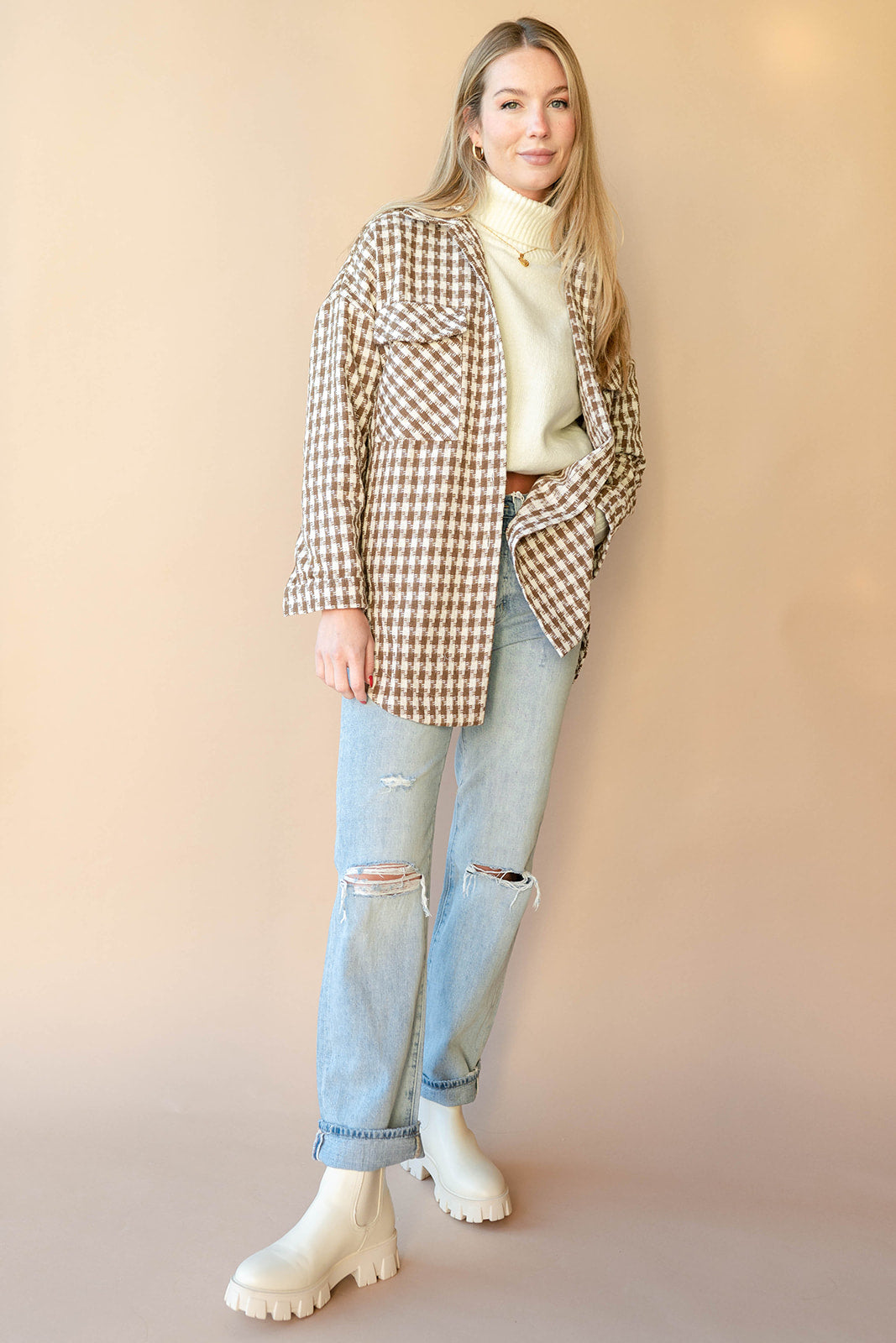 mode, plaid jaquard jacket