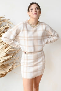 mode, plaid please crop sweater