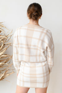 mode, plaid please crop sweater