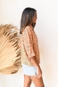 mode, wild sienna print blouse