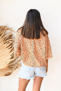 mode, wild sienna print blouse