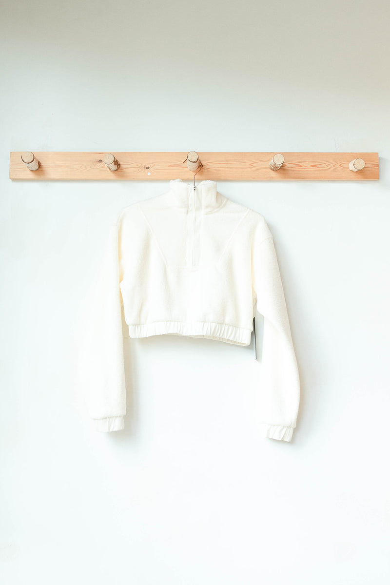 cropped teddy pullover