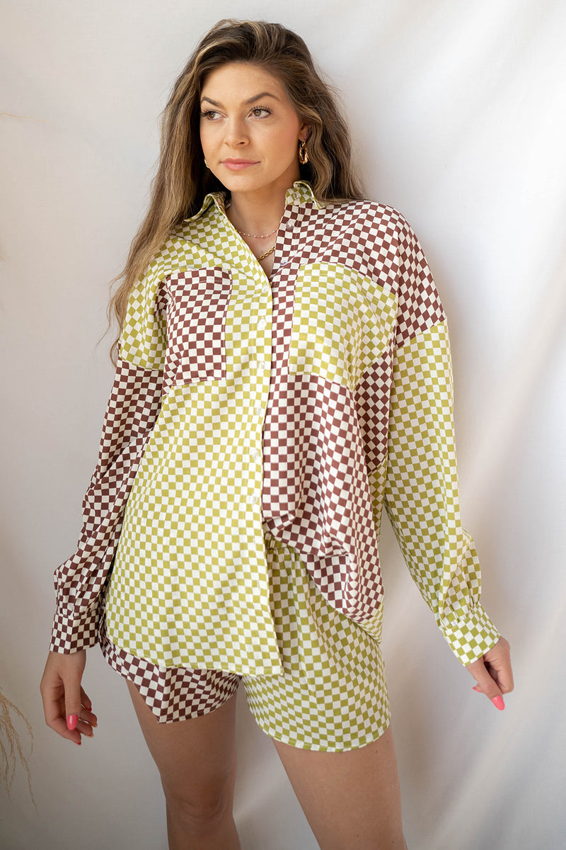 all checked out blouse