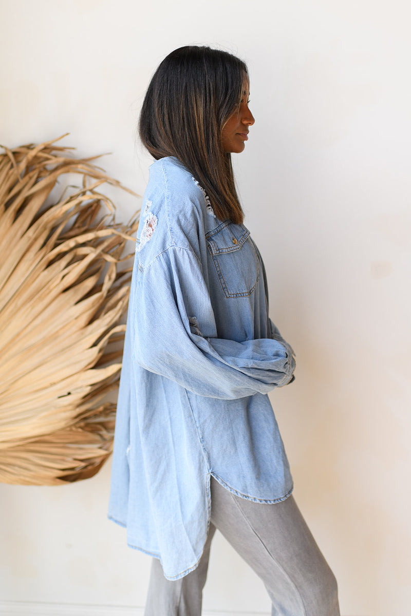 mode, skylar denim shacket