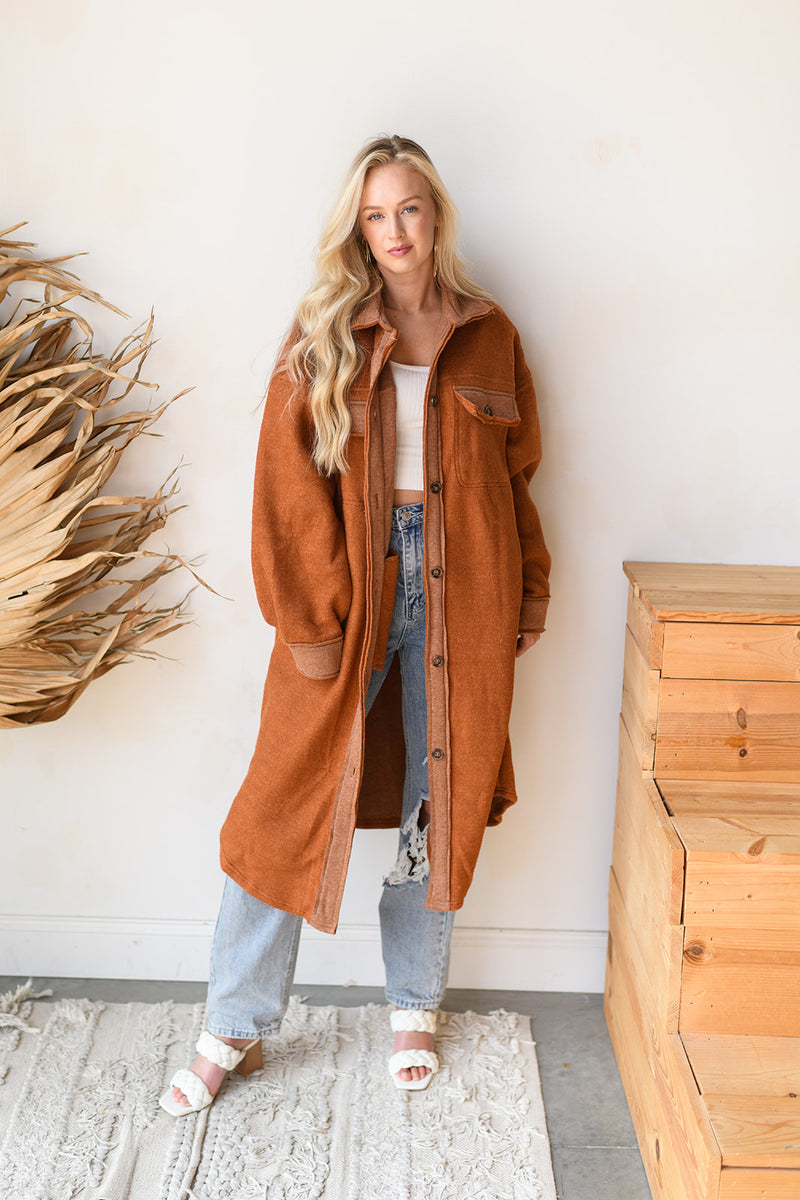 mode, thrill me button down shacket