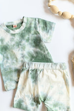 mode, green tie dye two-piece set