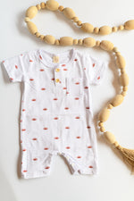 mode, sunset short sleeve romper
