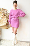 mode, tie waist sweater dress