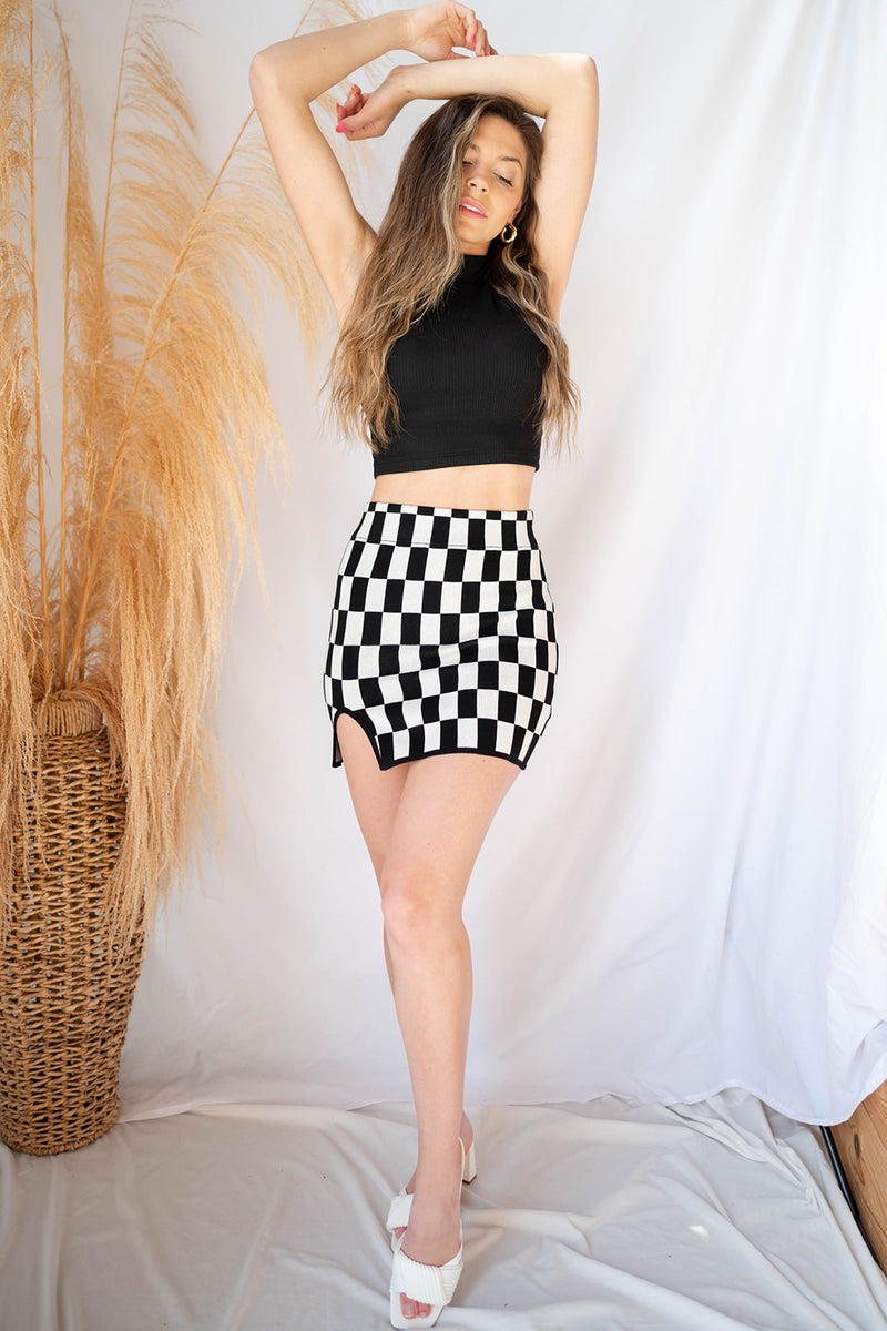 chasin checkers mini skirt