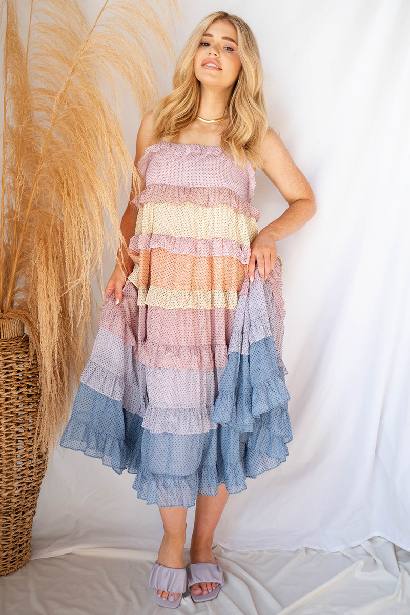 mode, polka dot party dress
