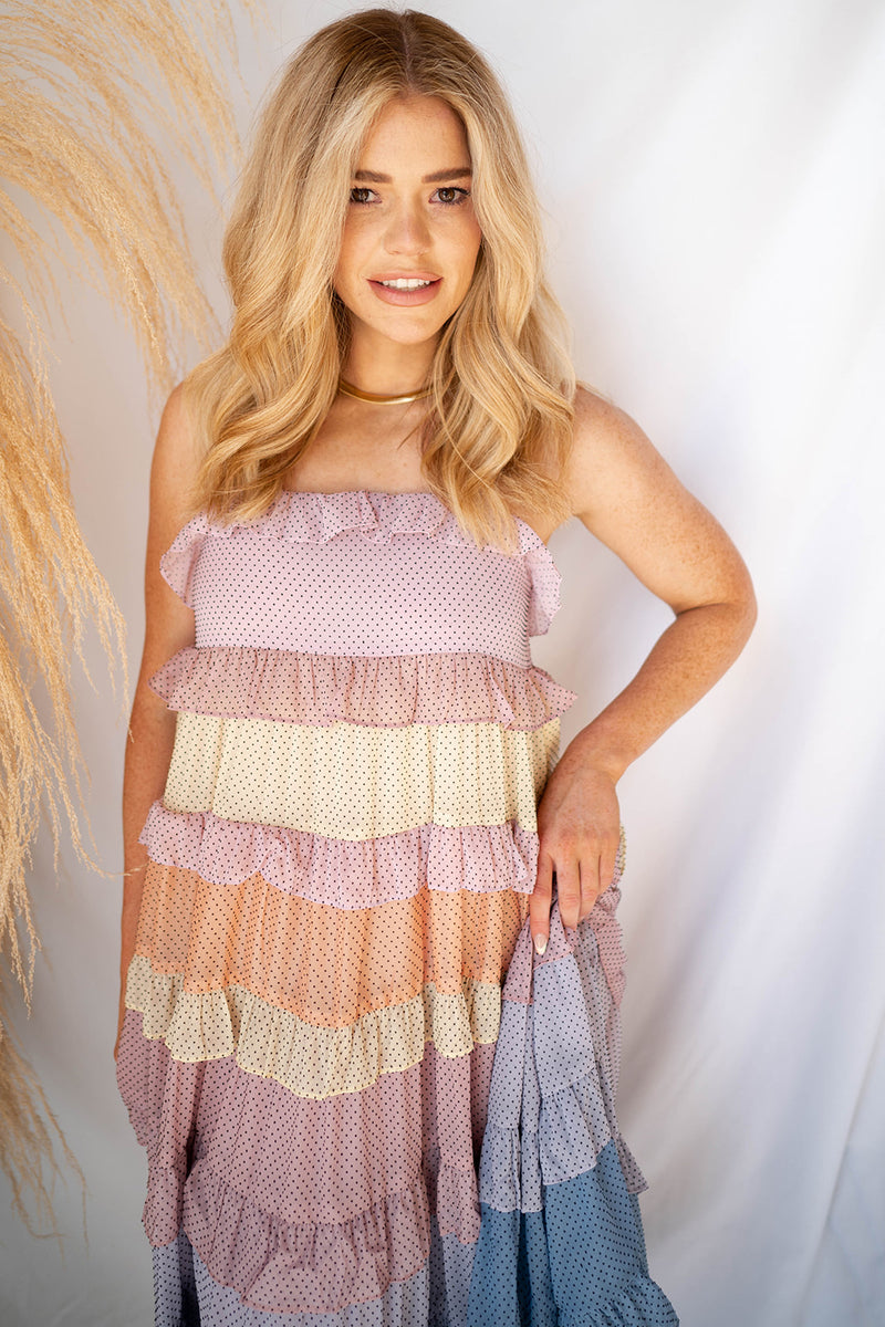 mode, polka dot party dress
