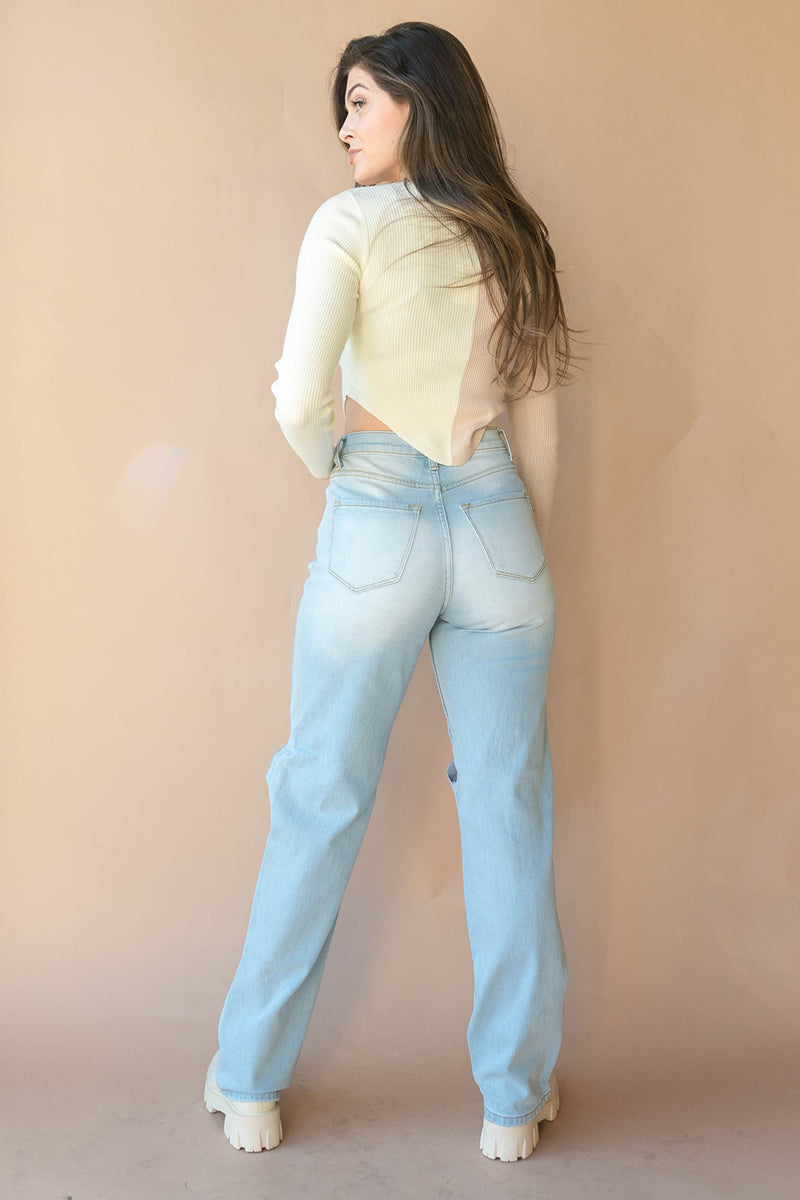 mode, double dip mock neck